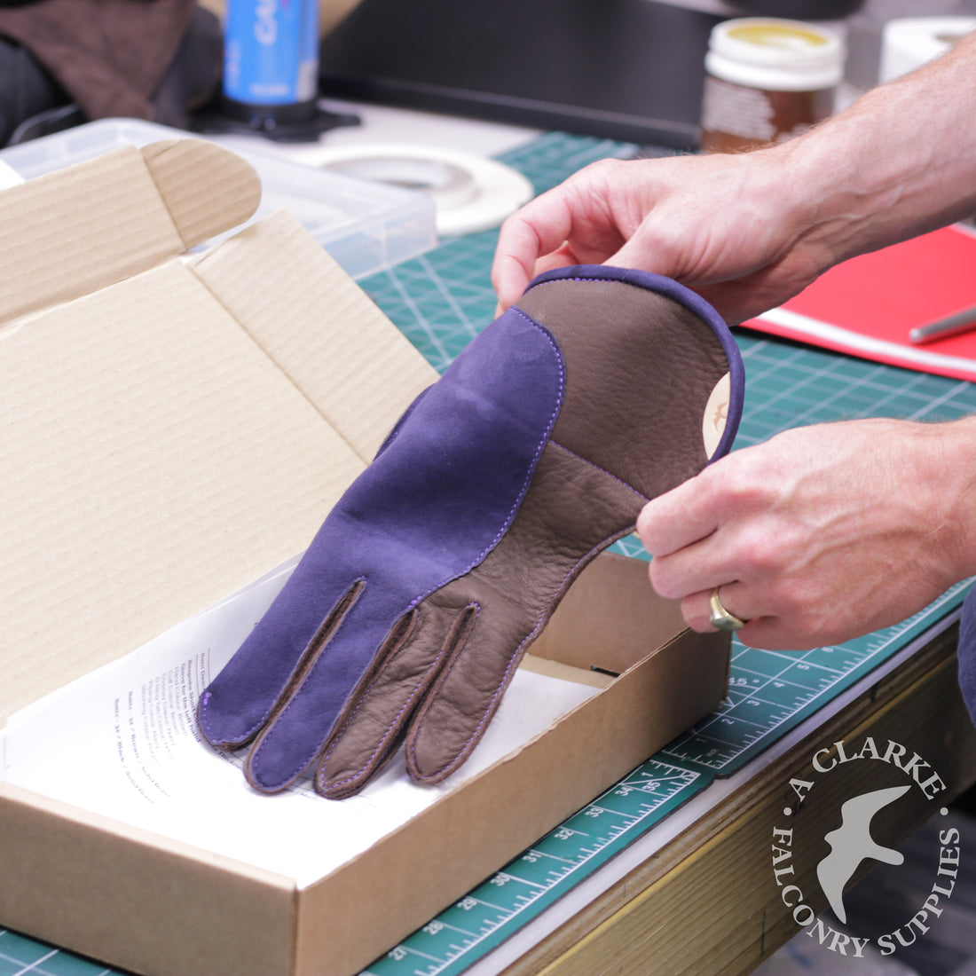 A bespoke glove ready for packing...