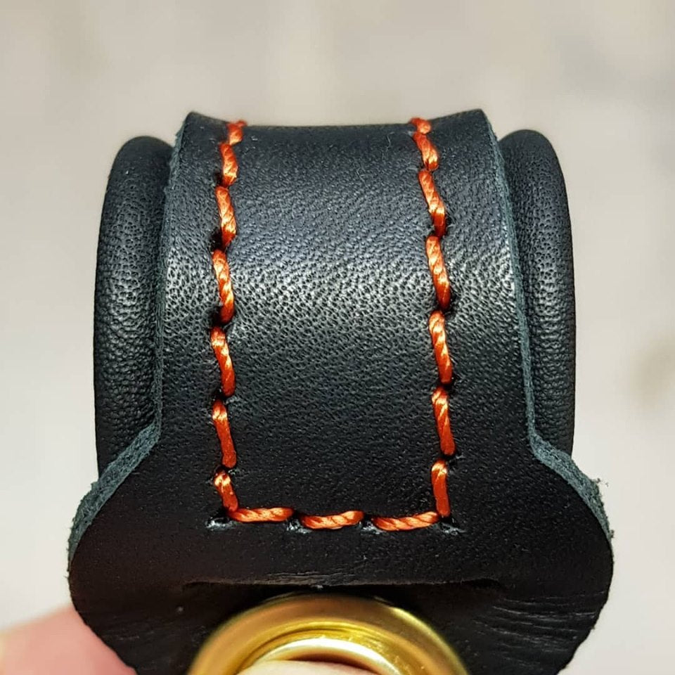 All-Black Bespoke Anklet With Orange Thread