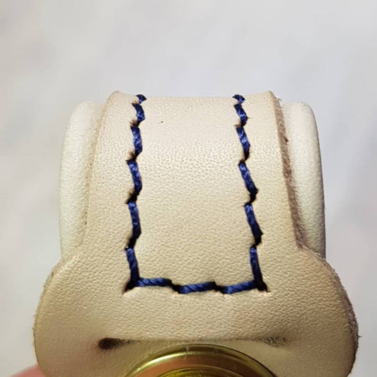 Natural Colour Anklets with Dark Blue Stitching