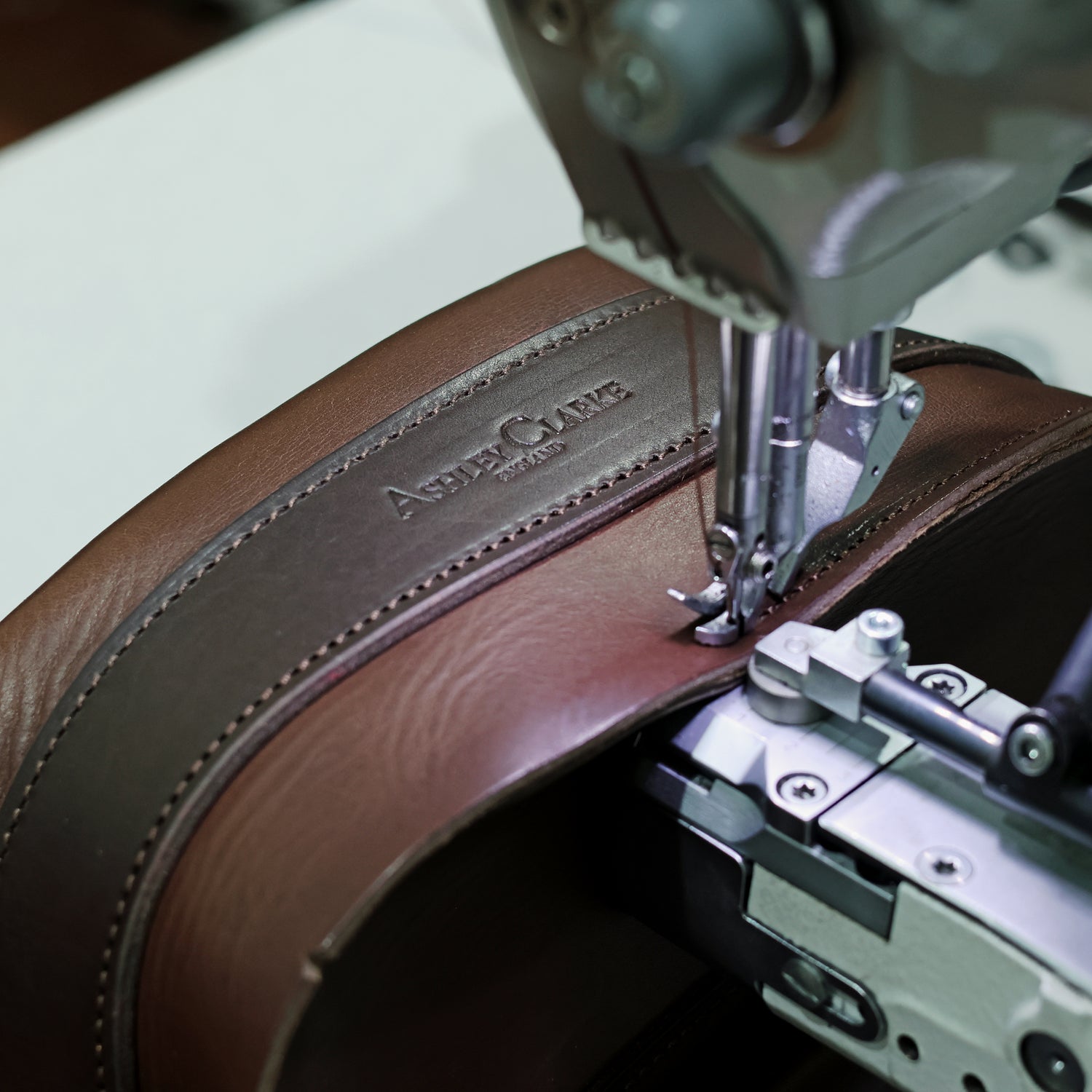Bellmount Cartridge Bag being sewn in our Lincolnshire workshop